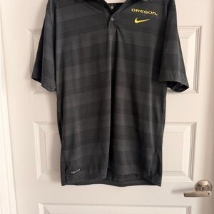 Nike Men's Dark Gray Polo with Yellow Details